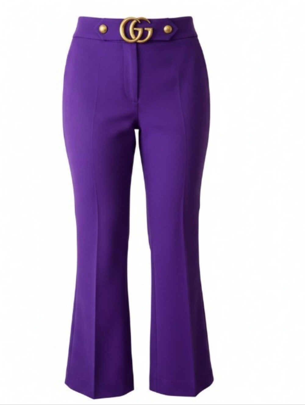 Gucci Wool Straight Legged Trousers Purple Indigo Women's Size 36 IT